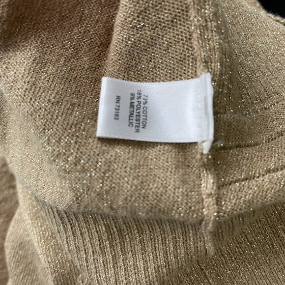 Cable & Gauge Womens Gold metallic cardigan sweater size large L  long sleeve - Picture 5 of 5